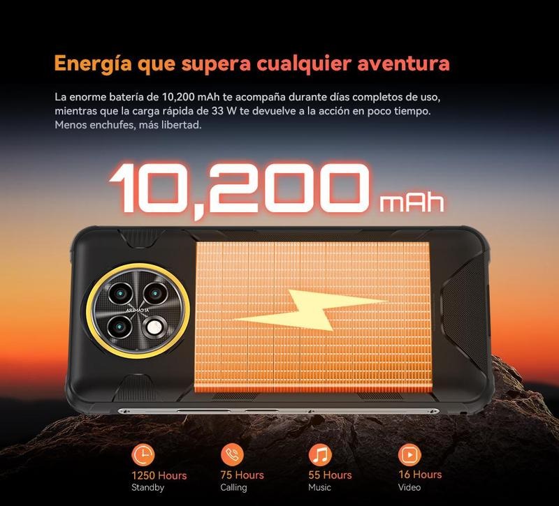 Cubot KingKong ACE5, Robusto Smartphone Android 16, 20 GB de RAM (8GB + 12GB ampliables), 256 GB de ROM, batería de 10200 mAh, pantalla de 6,745" y 120 Hz, cámara de 48MP, NFC, luz de anillo oculta. 4G móviles ofertas  A