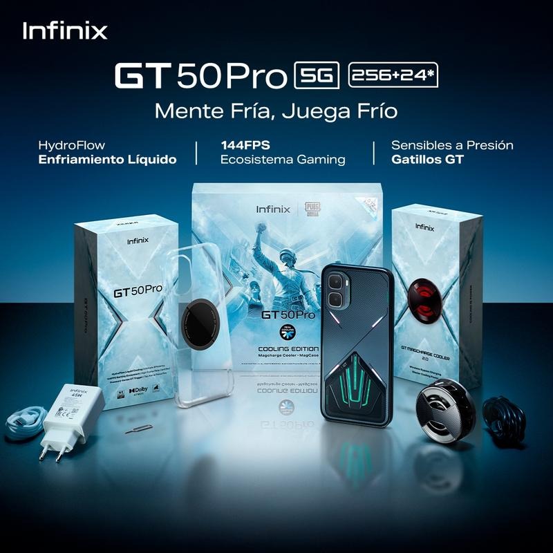 Infinix GT 50 PRO 5G, 12+256GB/12+512GB, Plata Glacial con Gaming Kit Gratis, Enfriamiento Líquido Real - Gatillos GT - 144 FPS Ecosistema Gaming-Hot Sale x Mayo Venta Quincenal Campaign