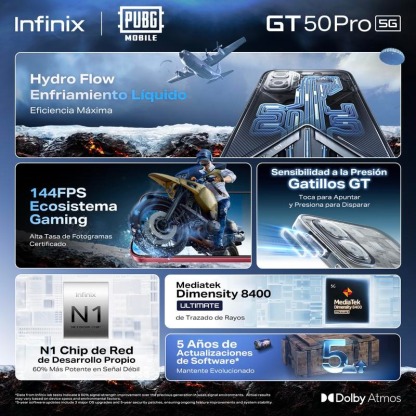 Infinix GT 50 PRO 5G, 12+256GB/12+512GB, Plata Glacial con Gaming Kit Gratis, Enfriamiento Líquido Real - Gatillos GT - 144 FPS Ecosistema Gaming-Hot Sale x Mayo Venta Quincenal Campaign