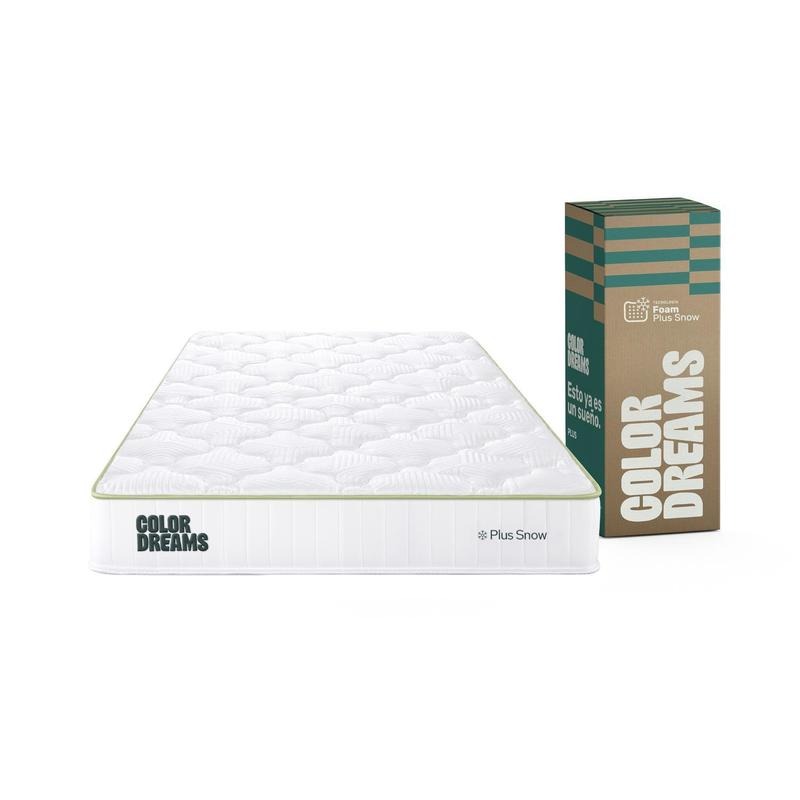 Colchón Foam Plus Snow Color Dreams | Memory Foam con Gel | Cooling Fresh Sense | 23 cm | En Caja