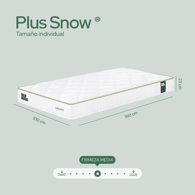 Colchón Foam Plus Snow Color Dreams | Memory Foam con Gel | Cooling Fresh Sense | 23 cm | En Caja