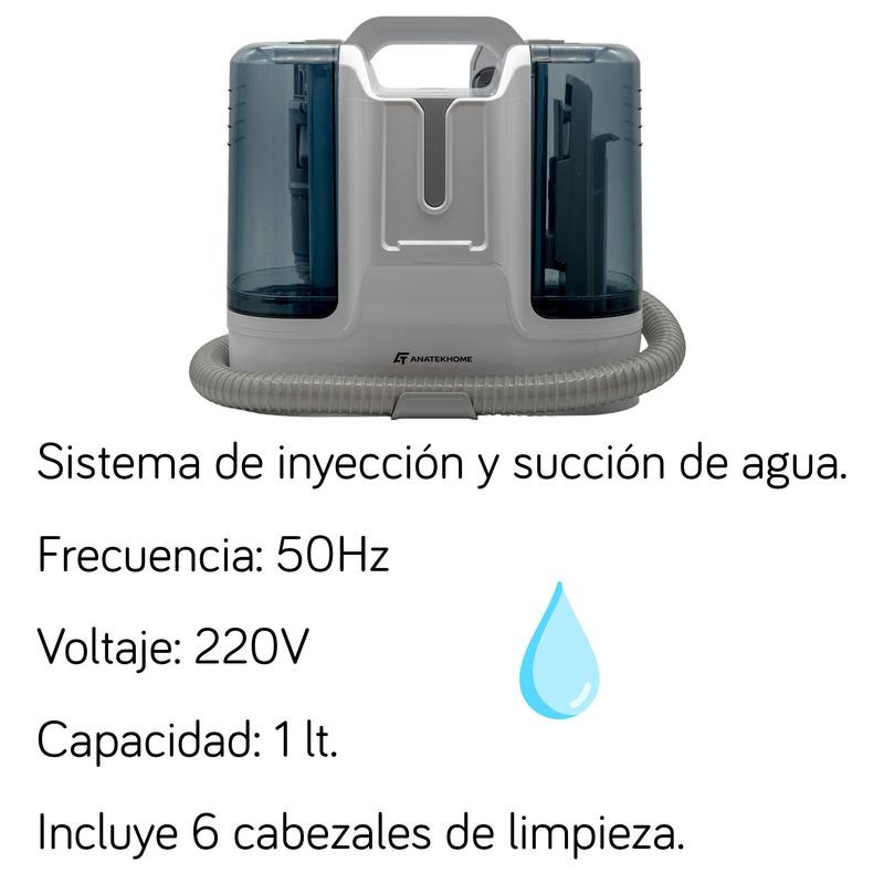Aspiradora para Alfombra y Tapicería con Función de Inyección y Succión de Agua, Limpieza Profunda de Muebles, Autos y Pisos, Ideal para Eliminar Manchas y Suciedad Difícil