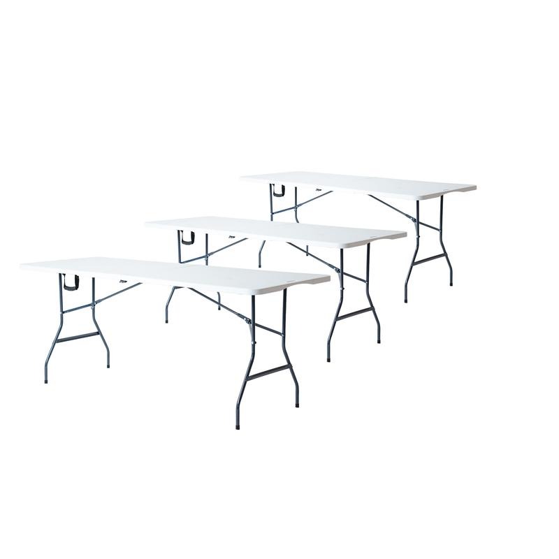 Paquete de 4 Mesas Plegables Blancas 180 cm para Eventos y Fiestas Cómodas y Prácticas