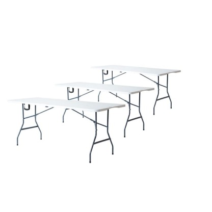 Paquete de 4 Mesas Plegables Blancas 180 cm para Eventos y Fiestas Cómodas y Prácticas