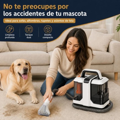 Limpiador de manchas de 500W y 13KPa, limpiador portátil para alfombras, máquina todo en uno IPX4 con pulverización y succión para sofás, camas, alfombras, automóviles y otros artículos del hogar