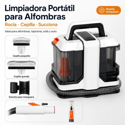 Limpiador de manchas de 500W y 13KPa, limpiador portátil para alfombras, máquina todo en uno IPX4 con pulverización y succión para sofás, camas, alfombras, automóviles y otros artículos del hogar