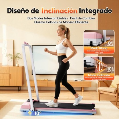 Caminadora eléctrica para casa y oficina, con versiones con y sin barandales, plegable, motor de 3.5 HP y control remoto.