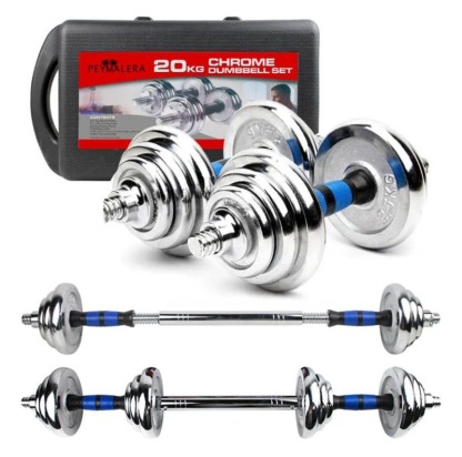 Kit Mancuernas Ajustable Barra Y Pesas Discos 20kg Gym Plus