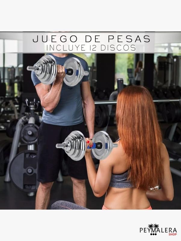 Kit Mancuernas Ajustable Barra Y Pesas Discos 20kg Gym Plus