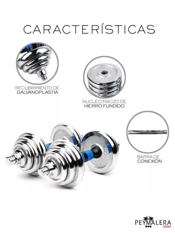 Kit Mancuernas Ajustable Barra Y Pesas Discos 20kg Gym Plus