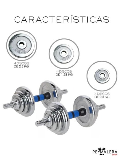 Kit Mancuernas Ajustable Barra Y Pesas Discos 20kg Gym Plus