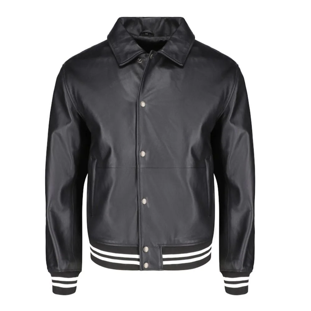 Ryder Black Varsity Style Leather Jacket