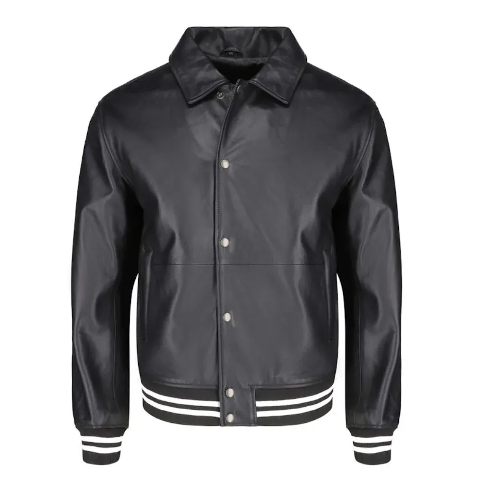 Ryder Black Varsity Style Leather Jacket