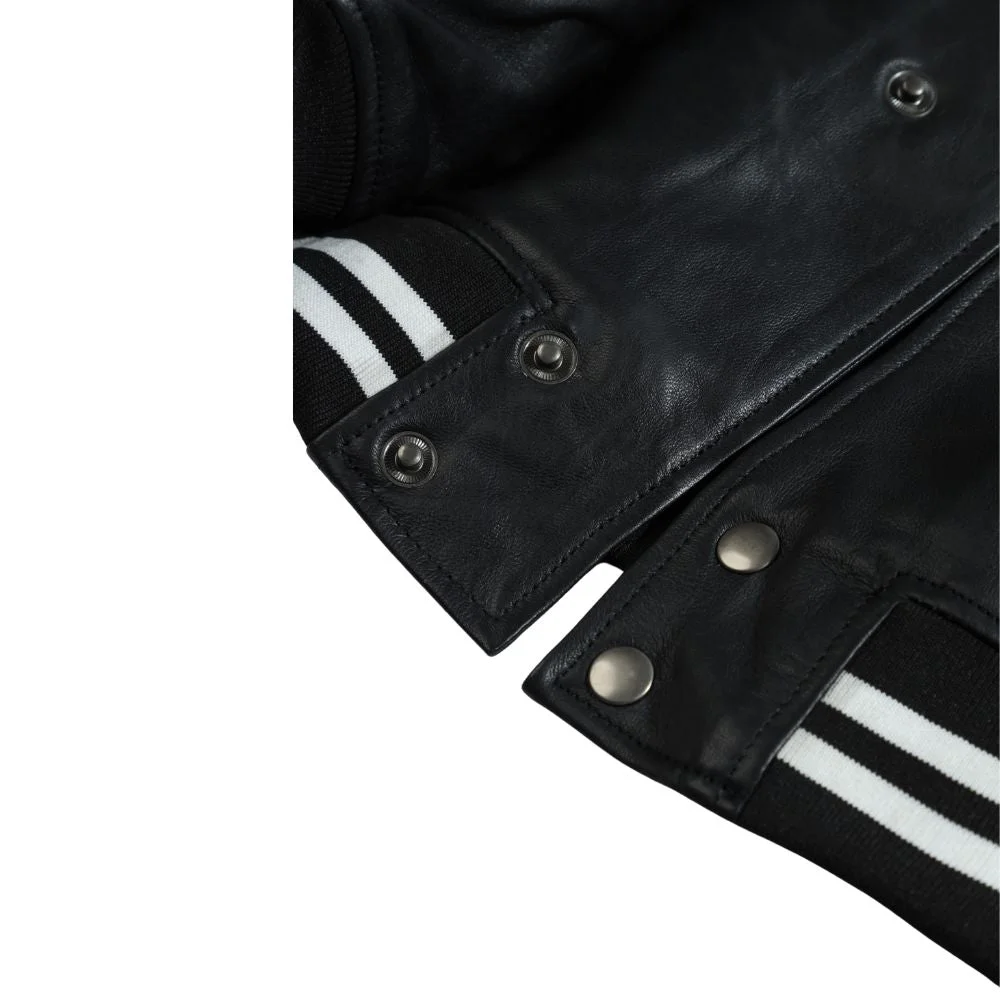 Ryder Black Varsity Style Leather Jacket