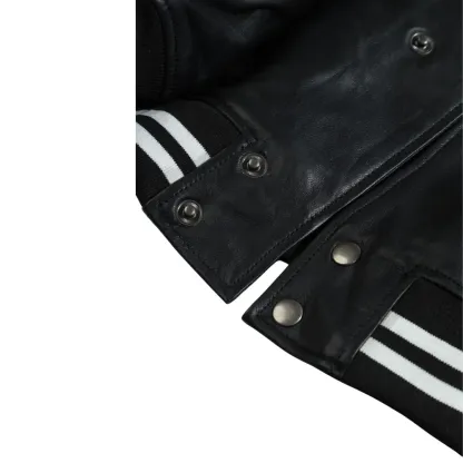 Ryder Black Varsity Style Leather Jacket