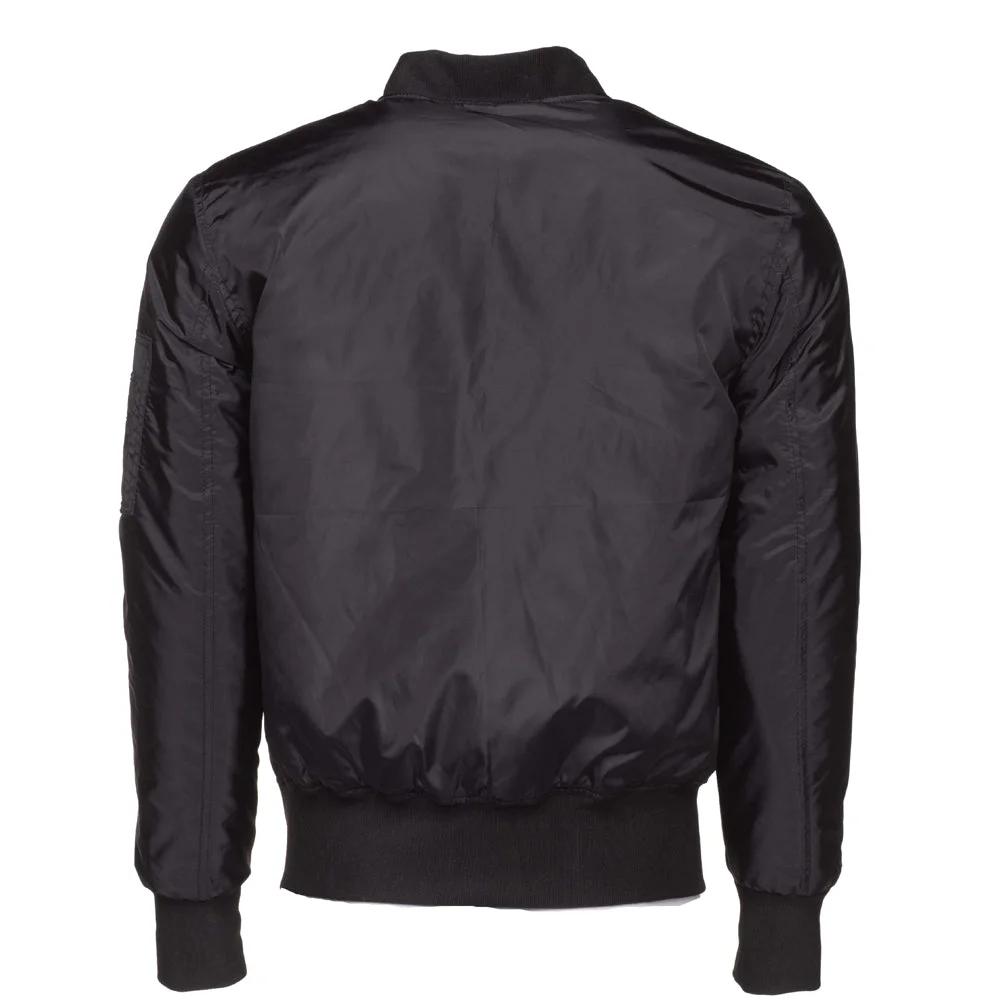 Allan's black Nylon Flight Jacket with Ribbed Waist
