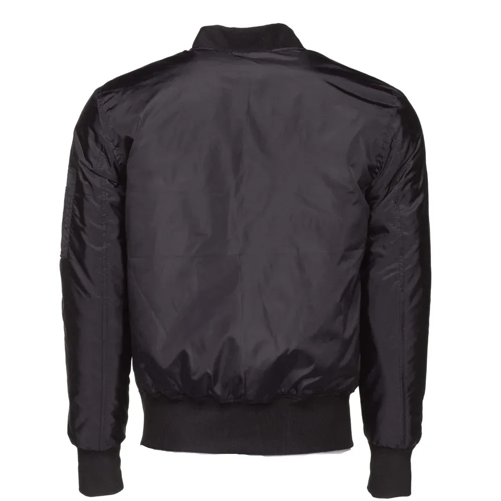 Allan's black Nylon Flight Jacket with Ribbed Waist