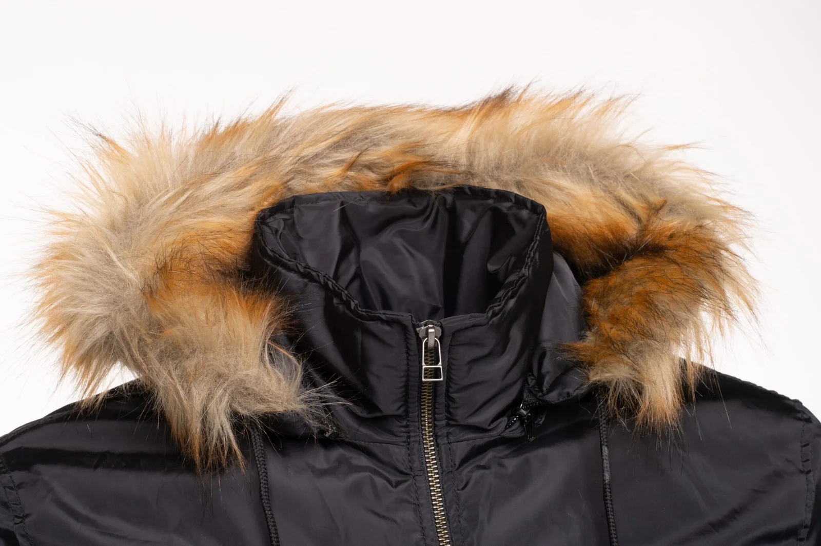 Isaac's Black Nylon Flight Jacket with Fur on Collar