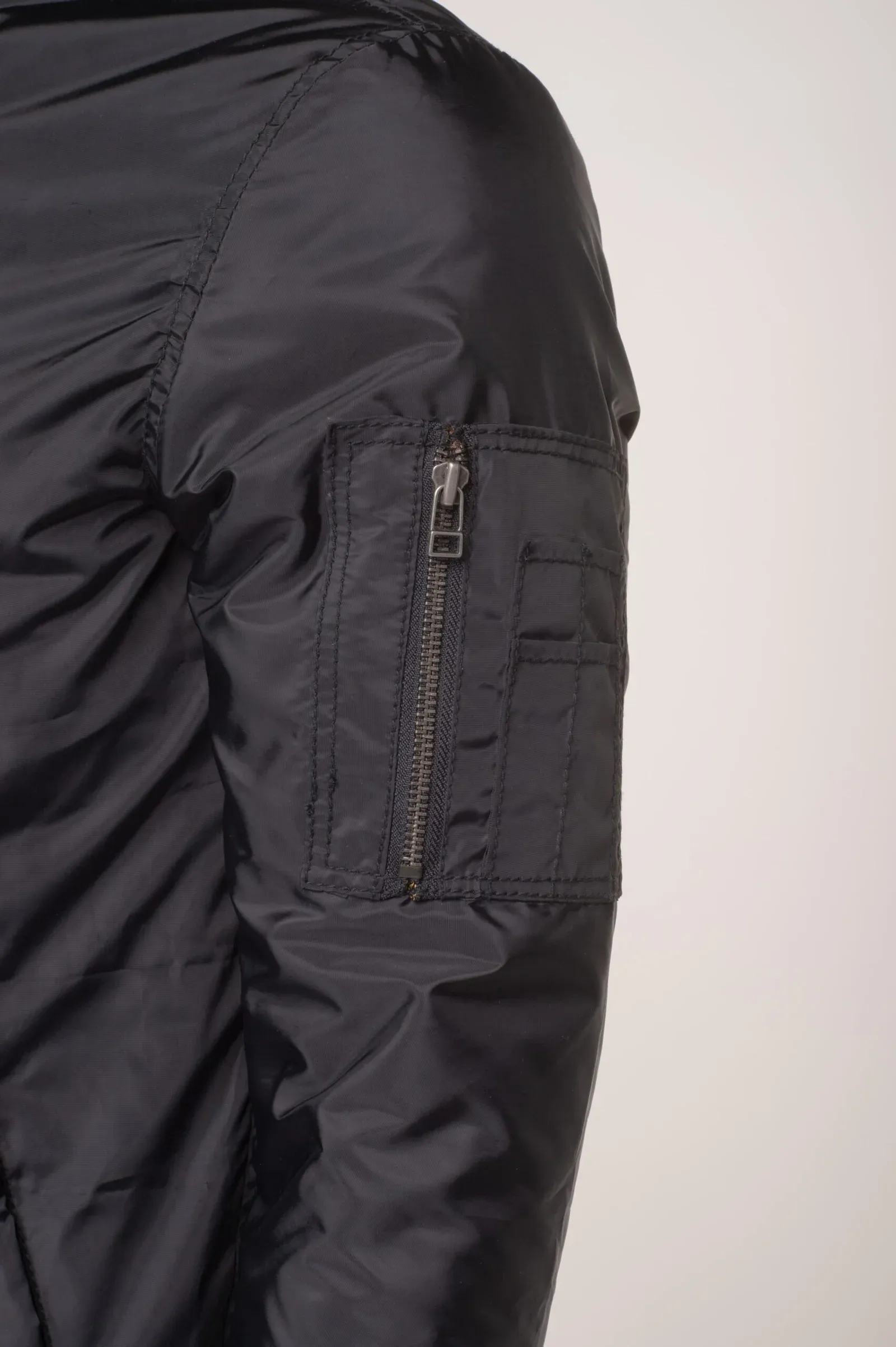 Allan's black Nylon Flight Jacket with Ribbed Waist