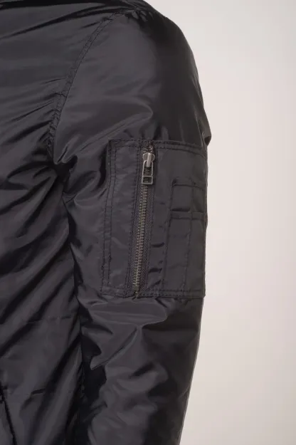 Allan's black Nylon Flight Jacket with Ribbed Waist