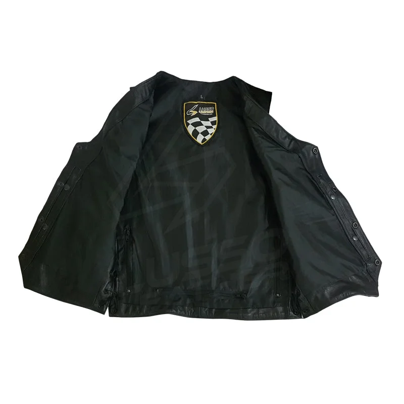 Laced Unisex Motorcycle leather vest with adjustable side laces