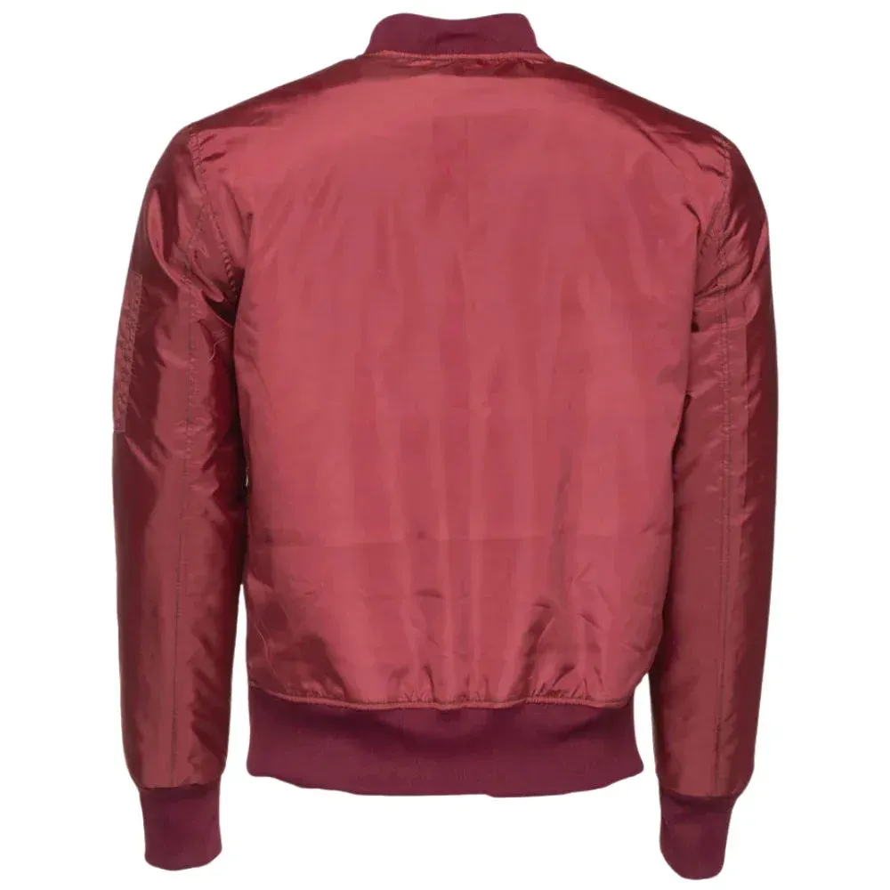 Archer's Maroon Nylon Flight Jacket with Ribbed Waist
