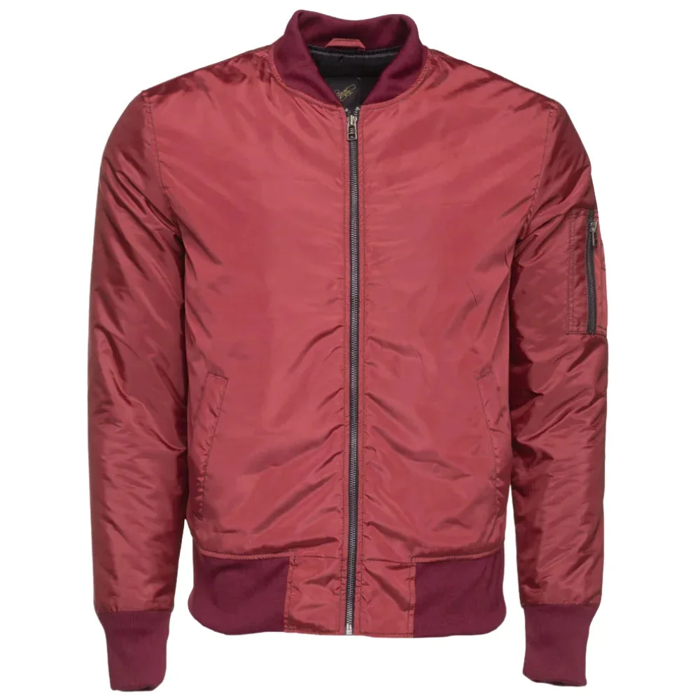 Archer's Maroon Nylon Flight Jacket with Ribbed Waist
