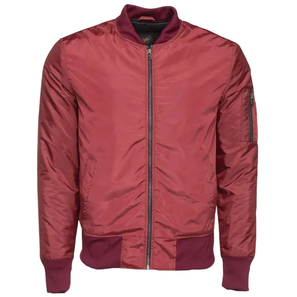 Archer's Maroon Nylon Flight Jacket with Ribbed Waist