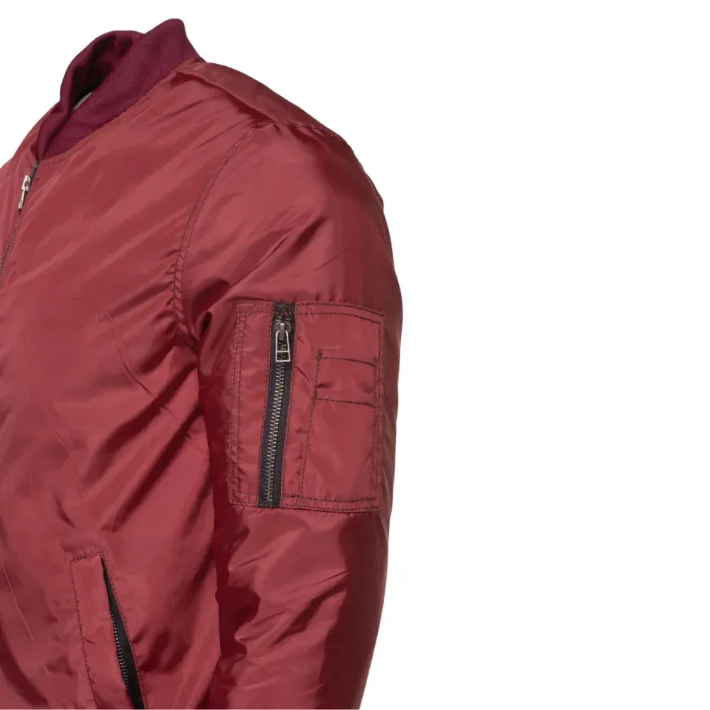 Archer's Maroon Nylon Flight Jacket with Ribbed Waist