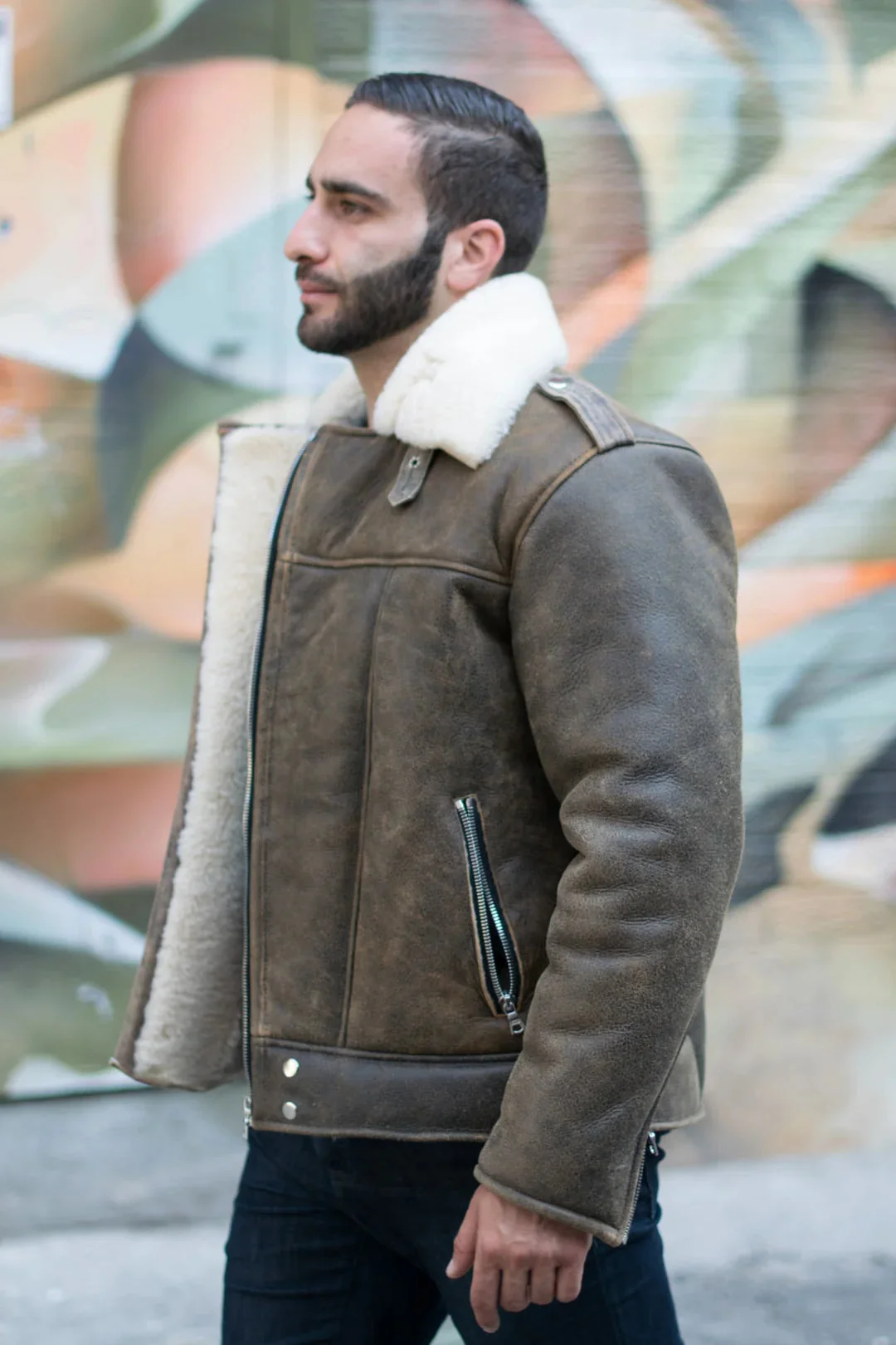 Carter's Distressed Leather Biker Bomber Jacket