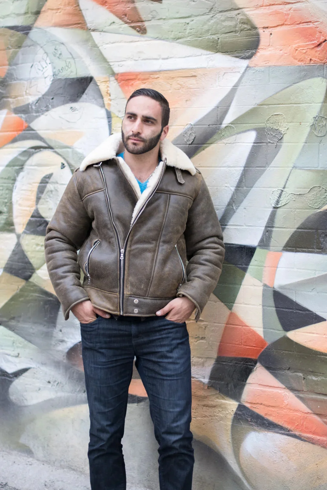 Carter's Distressed Leather Biker Bomber Jacket