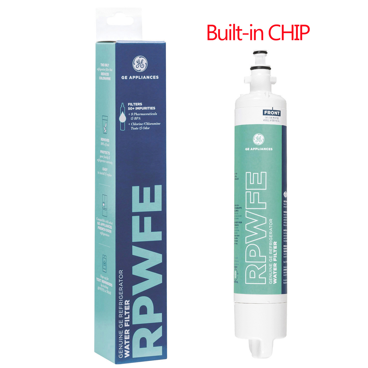 GE RPWFE Refrigerator Water Filter,Built-in CHIP