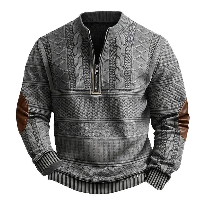 Men’s Western-Style Wool Half-Zip Pullover