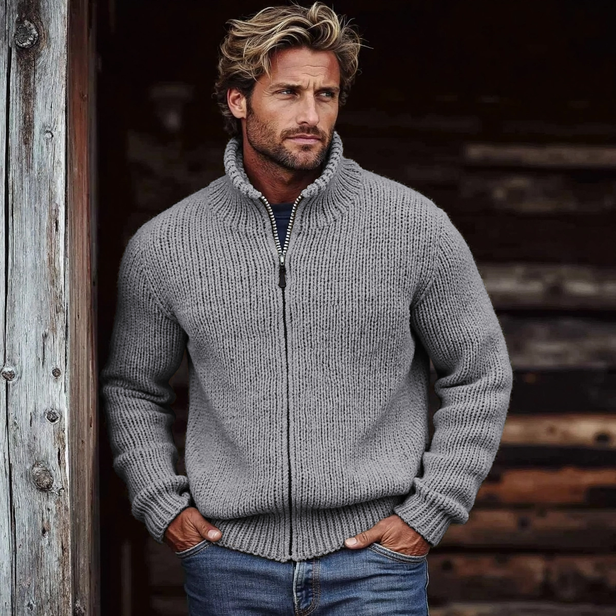 Men's Vintage Solid Color Turtleneck Sweater
