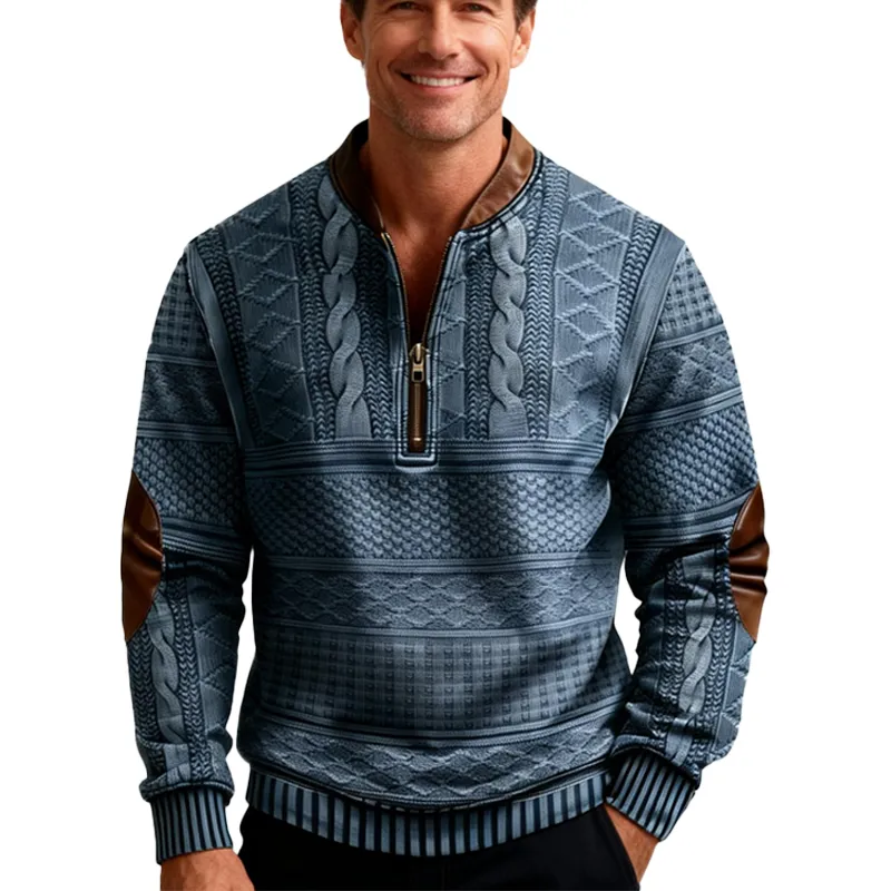 Men’s Western-Style Wool Half-Zip Pullover