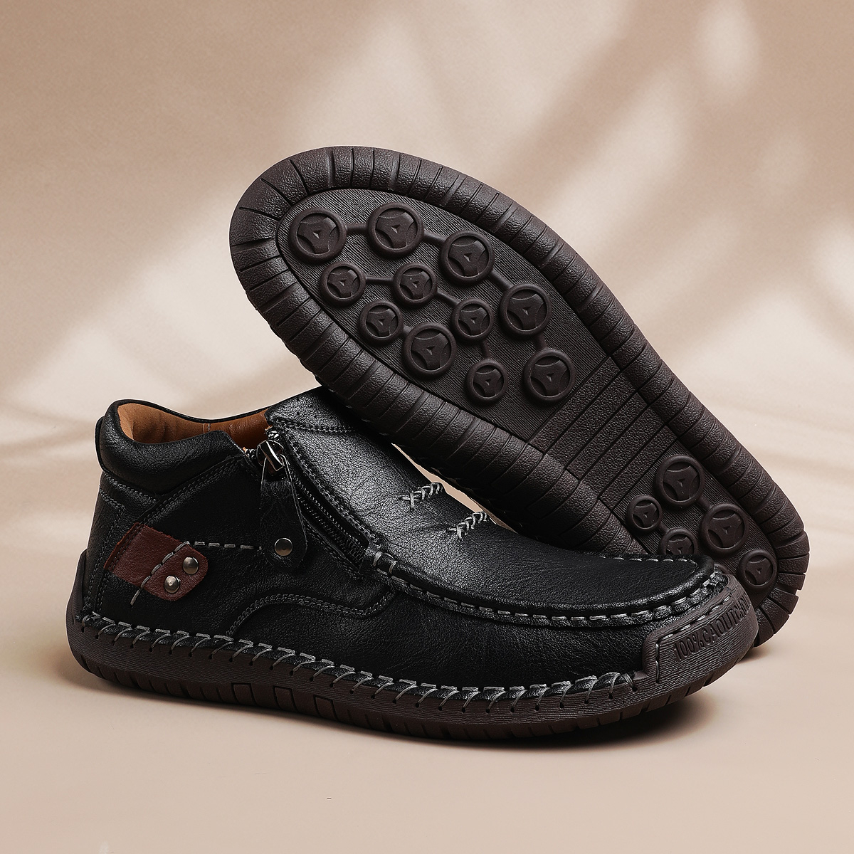 ⏰Limited Time 70% OFF🛒Men's Handmade Premium Leather Slip-On Driving Boots