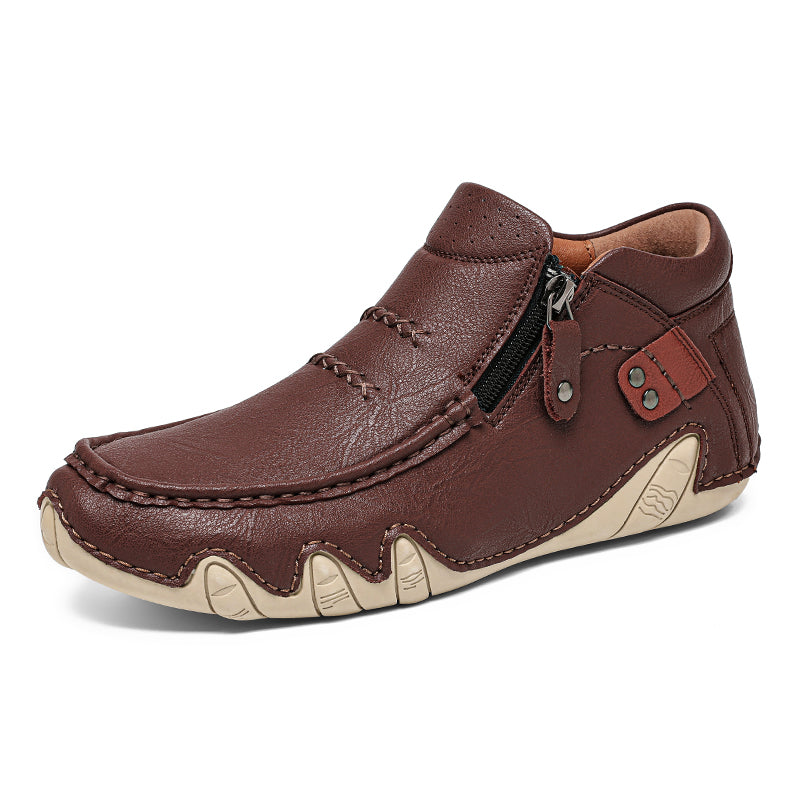 Men's Retro Handmade Leather Driving Boots Built for Comfort