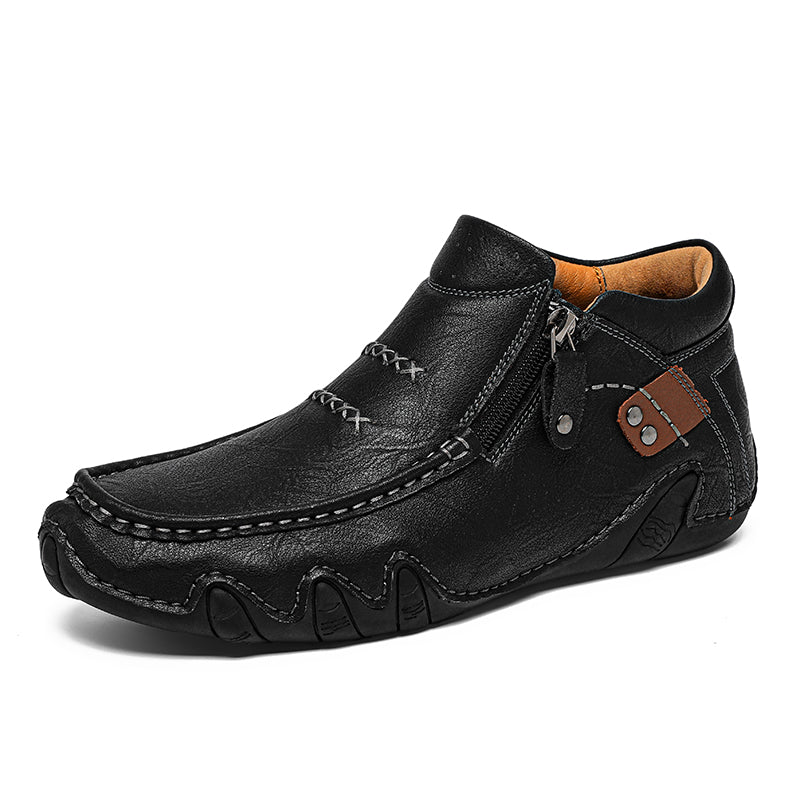Men's Retro Handmade Leather Driving Boots Built for Comfort