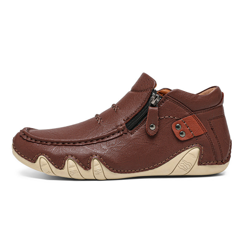 Men's Retro Handmade Leather Driving Boots Built for Comfort