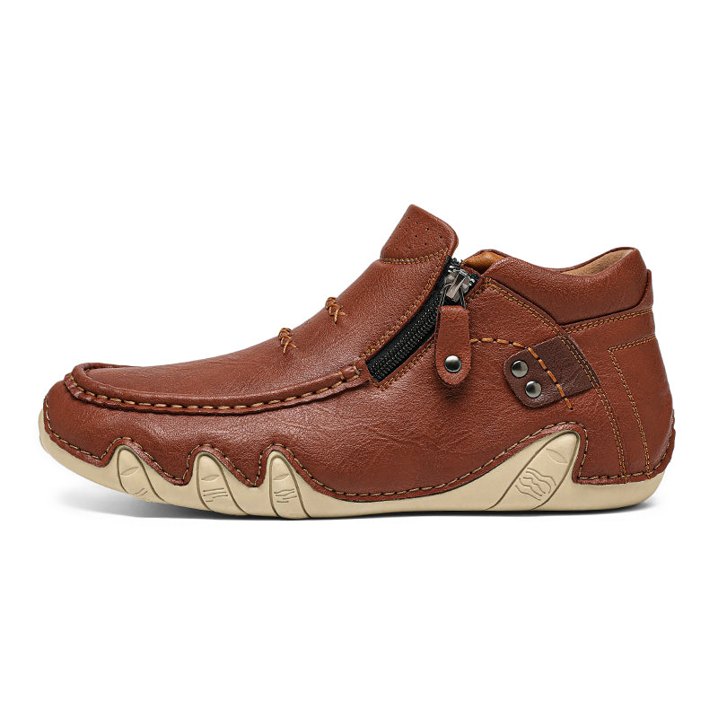 Men's Retro Handmade Leather Driving Boots Built for Comfort
