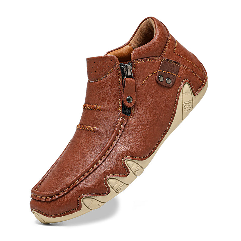 Men's Retro Handmade Leather Driving Boots Built for Comfort