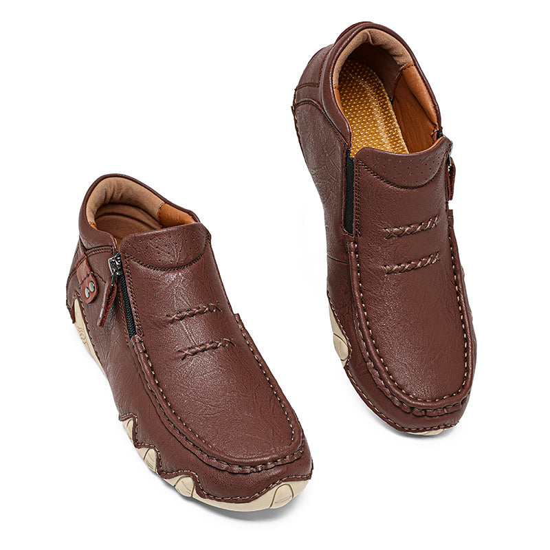 Men's Retro Handmade Leather Driving Boots Built for Comfort