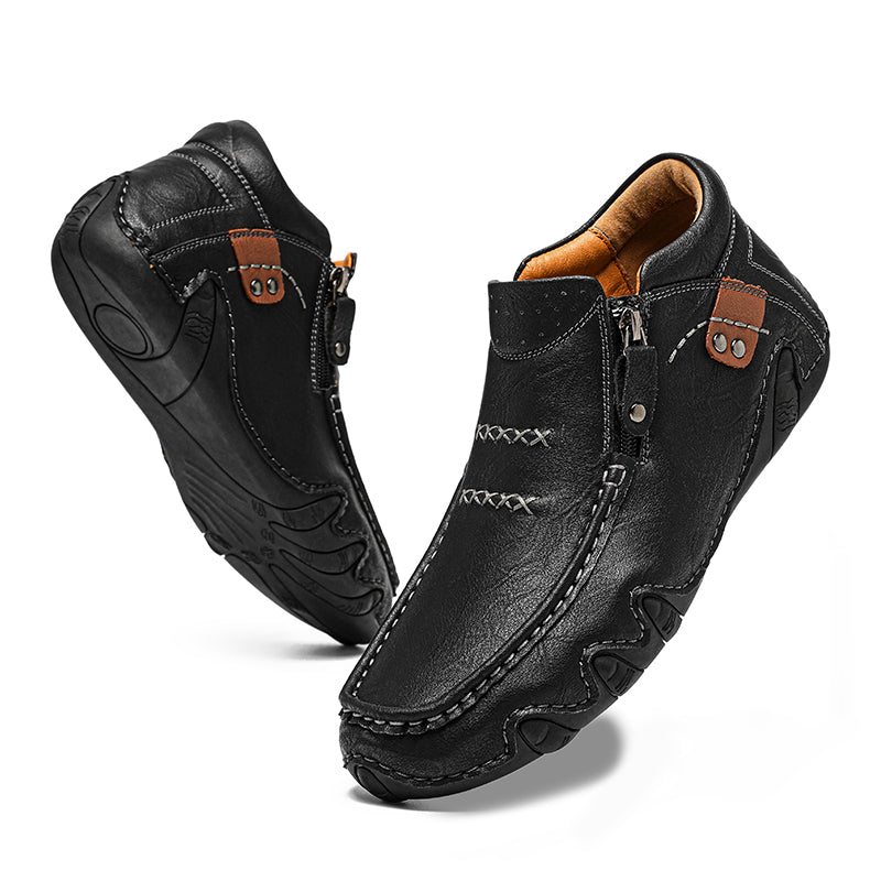 Men's Retro Handmade Leather Driving Boots Built for Comfort