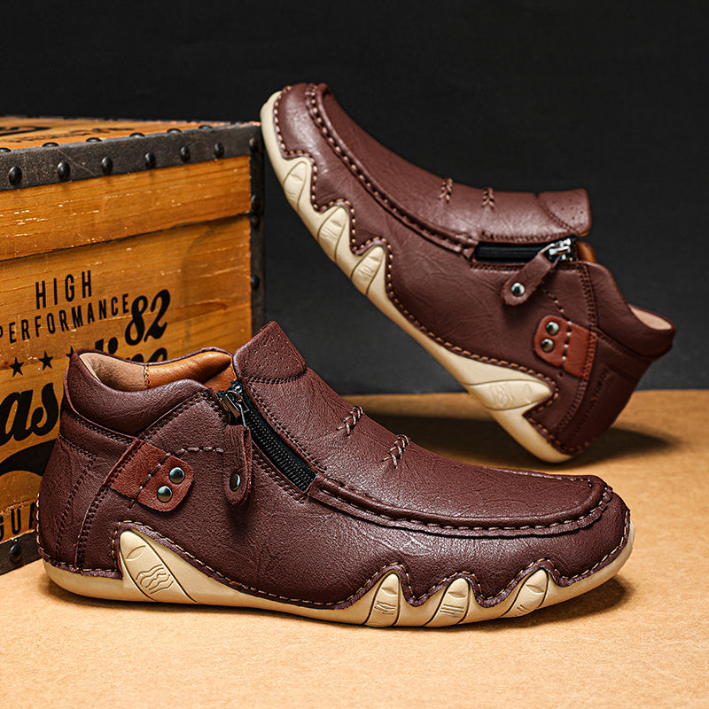 Men's Retro Handmade Leather Driving Boots Built for Comfort