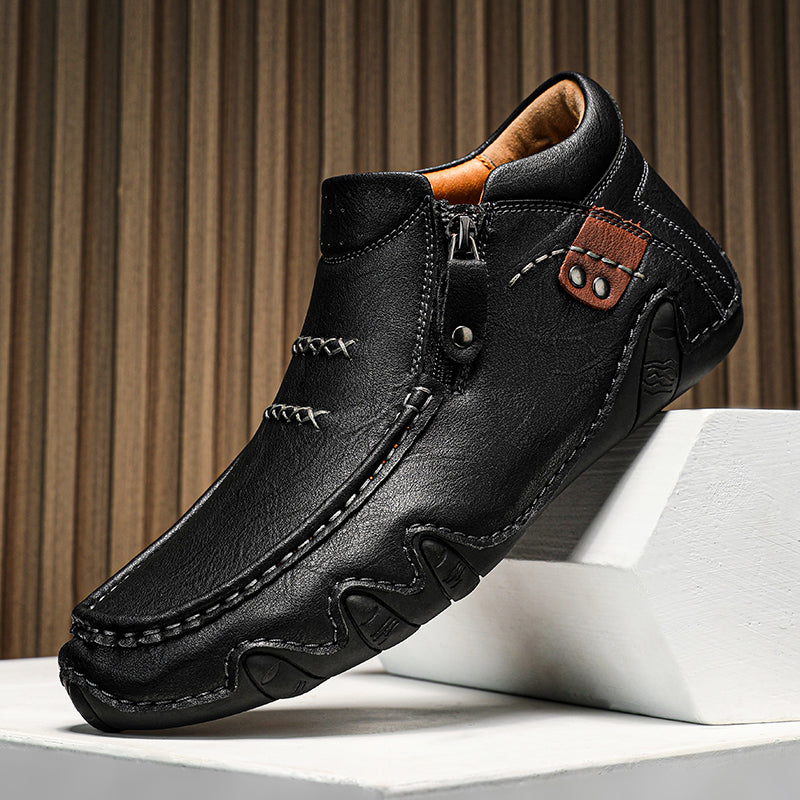 Men's Retro Handmade Leather Driving Boots Built for Comfort
