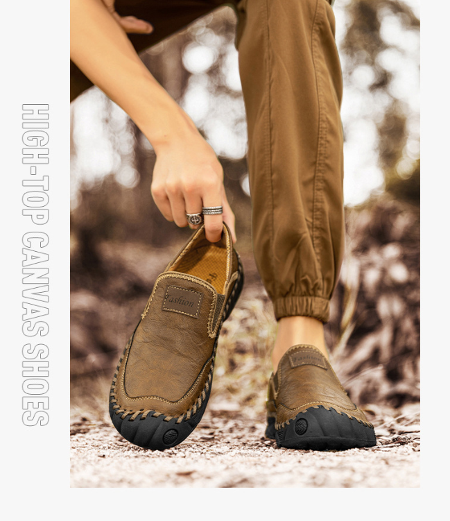 ⏰ Last day! 60% off! 🔥 Handmade men's outdoor waterproof and non-slip casual shoes/slip-on flat leather shoes