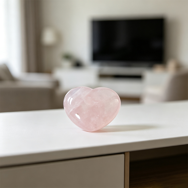 4‑Pack Natural Rose Quartz Heart‑Shaped Tumbled Stones, Polished Pink Crystal Heart Figurine Set, Mini Gemstone Palm Stone Decor Ornament, Collectible Gift for Crystal Lovers