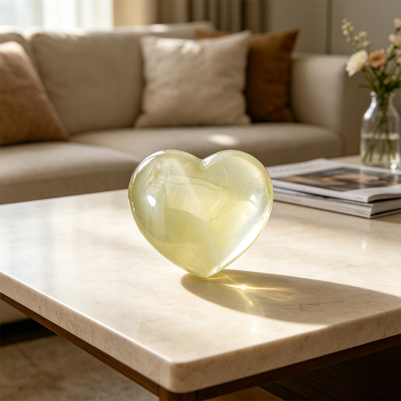 4‑Pack Natural Citrine Heart‑Shaped Tumbled Stones, Polished Yellow Crystal Heart Figurine Set, Mini Gemstone Palm Stone Decor Ornament, Collectible Gift for Crystal Lovers