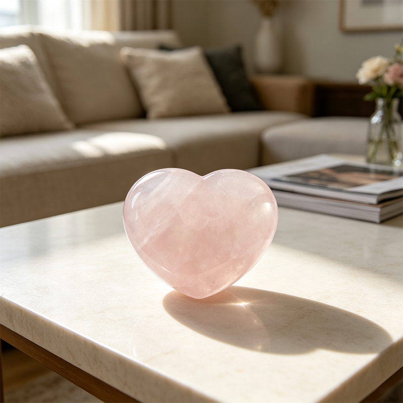 4‑Pack Natural Rose Quartz Heart‑Shaped Tumbled Stones, Polished Pink Crystal Heart Figurine Set, Mini Gemstone Palm Stone Decor Ornament, Collectible Gift for Crystal Lovers