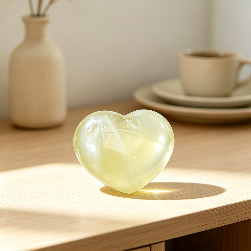 4‑Pack Natural Citrine Heart‑Shaped Tumbled Stones, Polished Yellow Crystal Heart Figurine Set, Mini Gemstone Palm Stone Decor Ornament, Collectible Gift for Crystal Lovers